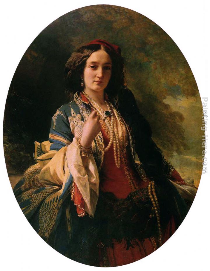 Katarzyna Branicka, Countess Potocka painting - Franz Xavier Winterhalter Katarzyna Branicka, Countess Potocka art painting